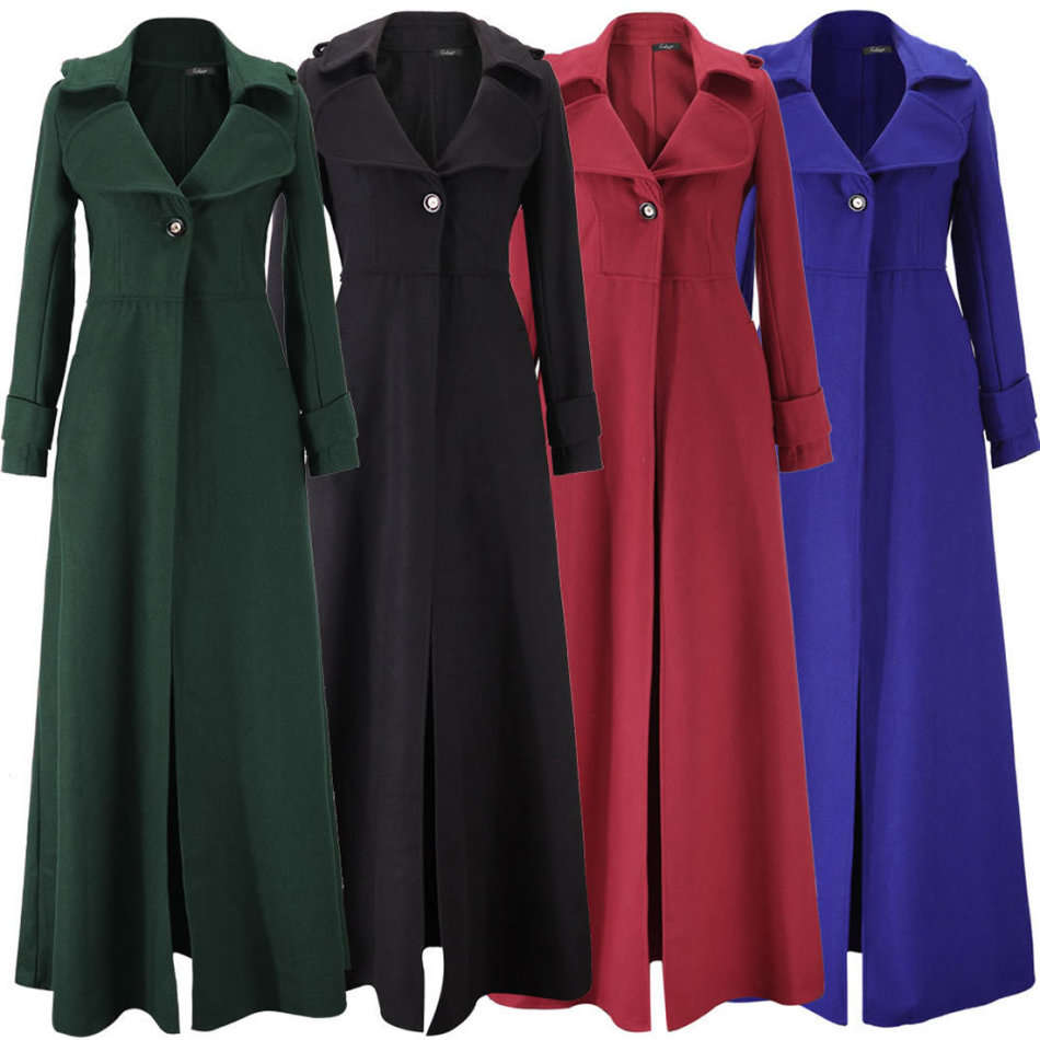 Green Maxi Long Trench Coat For Women