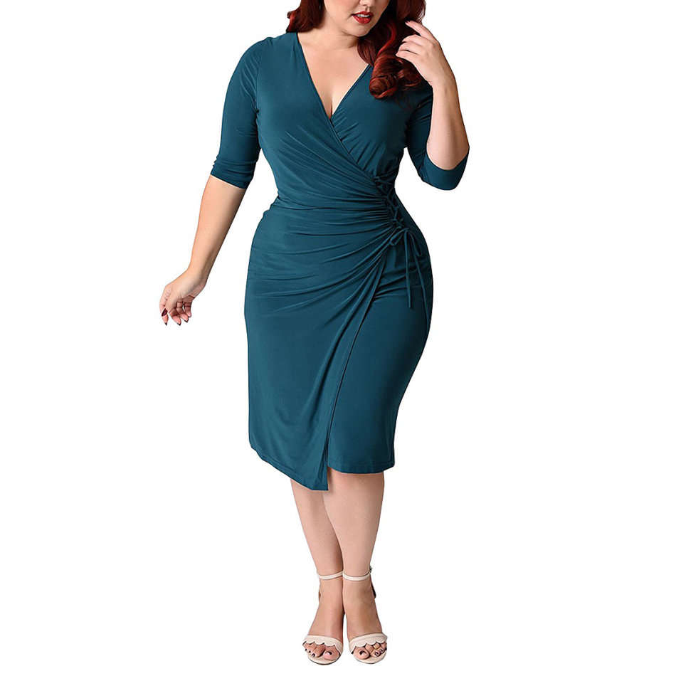 Green Bodycon Plus Size Asymmetric Cocktail Party Dresses