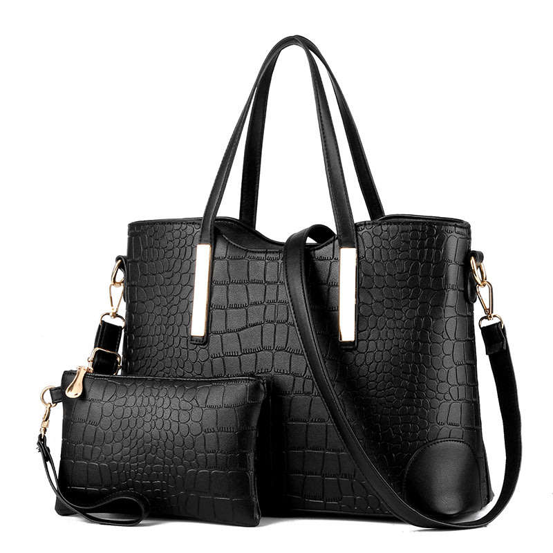 Crocodile Pattern 2 Piece Tote And Clutch Handbag Sets