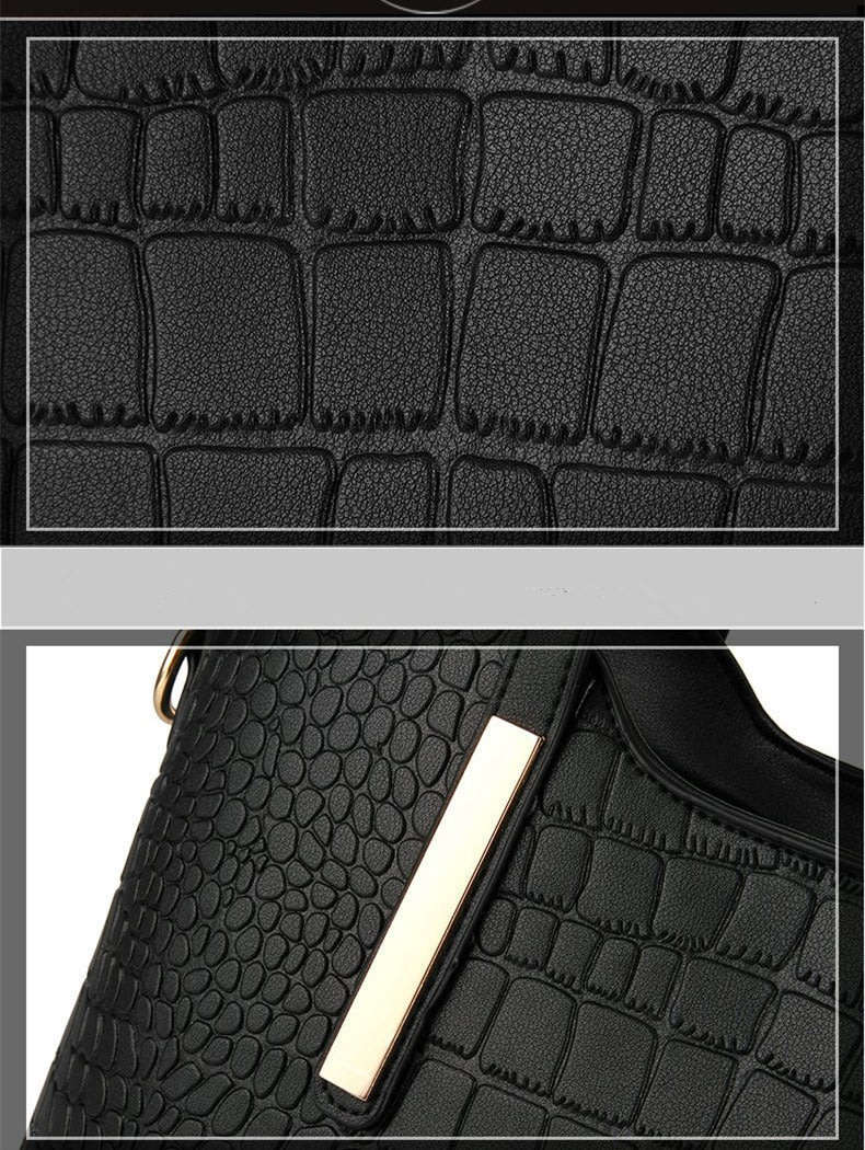 Crocodile Pattern 2 Piece Tote And Clutch Handbag Sets