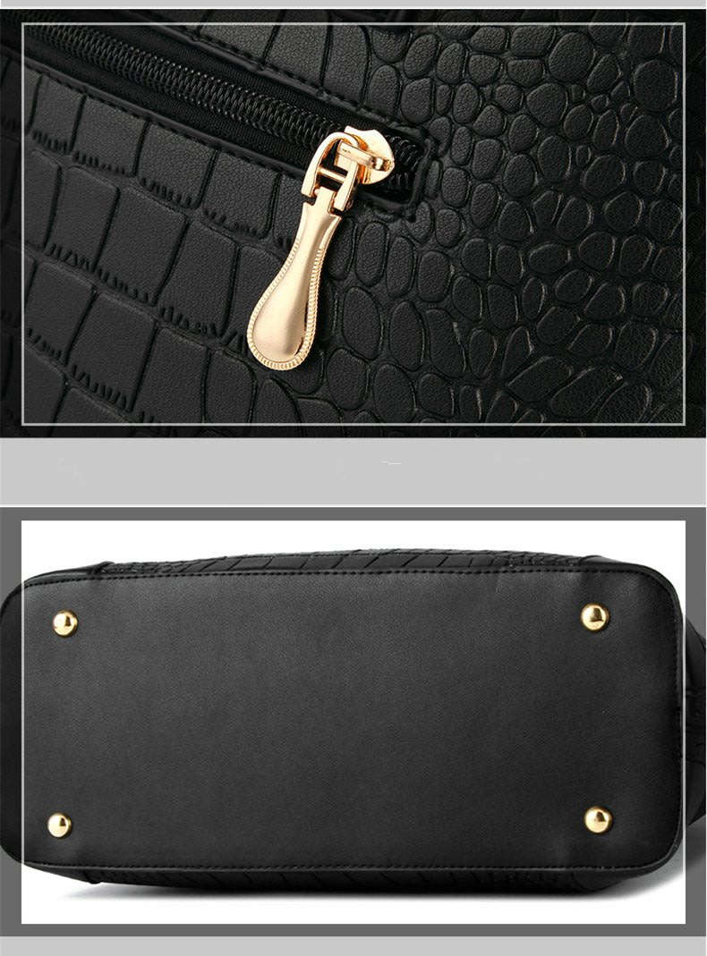 Crocodile Pattern 2 Piece Tote And Clutch Handbag Sets