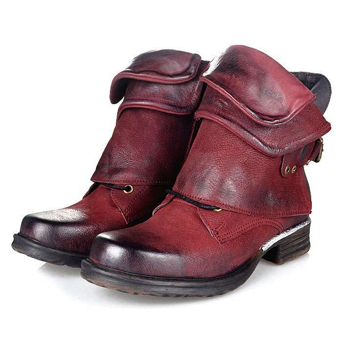Women's Buckle Round Toe Western Cowboy Riding Combat Retro Vintage Ankle Boots - SA Size 2-10