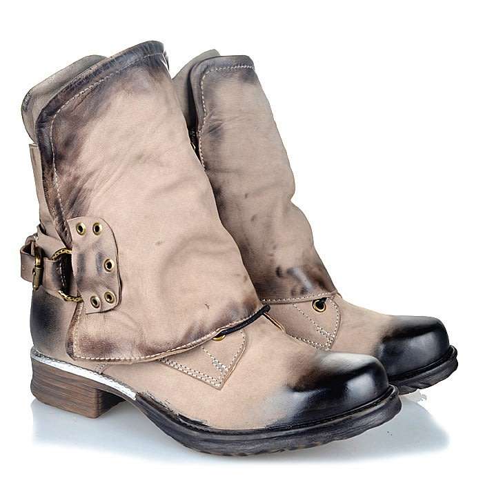 Women's Buckle Round Toe Western Cowboy Riding Combat Retro Vintage Ankle Boots - SA Size 2-10