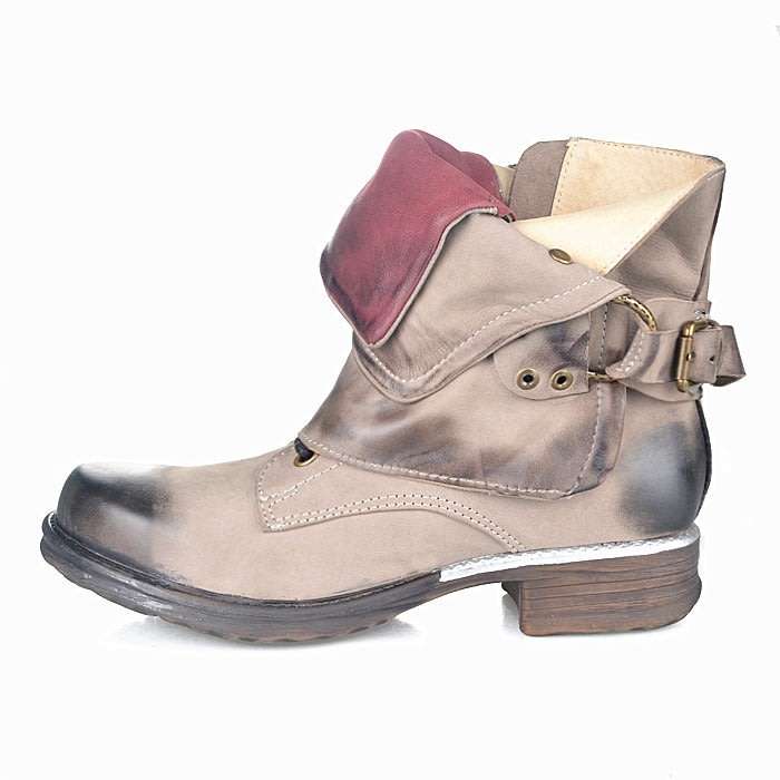 Women's Buckle Round Toe Western Cowboy Riding Combat Retro Vintage Ankle Boots - SA Size 2-10