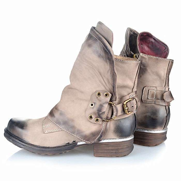 Women's Buckle Round Toe Western Cowboy Riding Combat Retro Vintage Ankle Boots - SA Size 2-10