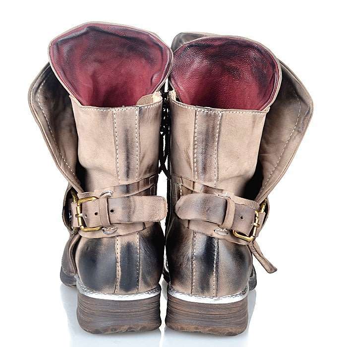 Women's Buckle Round Toe Western Cowboy Riding Combat Retro Vintage Ankle Boots - SA Size 2-10