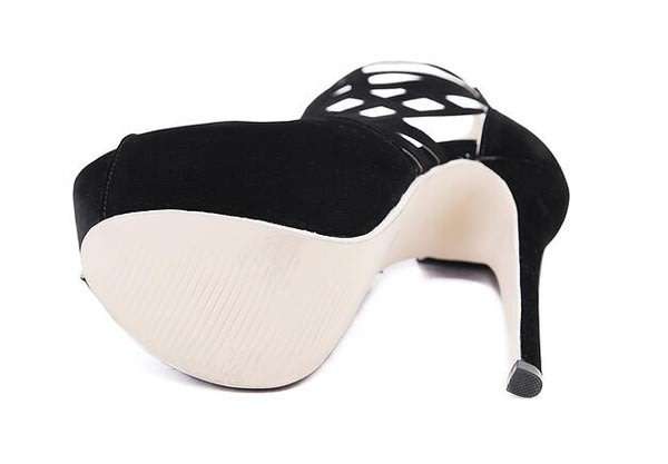 Sexy Black Suede Stiletto High Heel Peep Toe Caged Sandal Shoes - SA Sizes 2-7