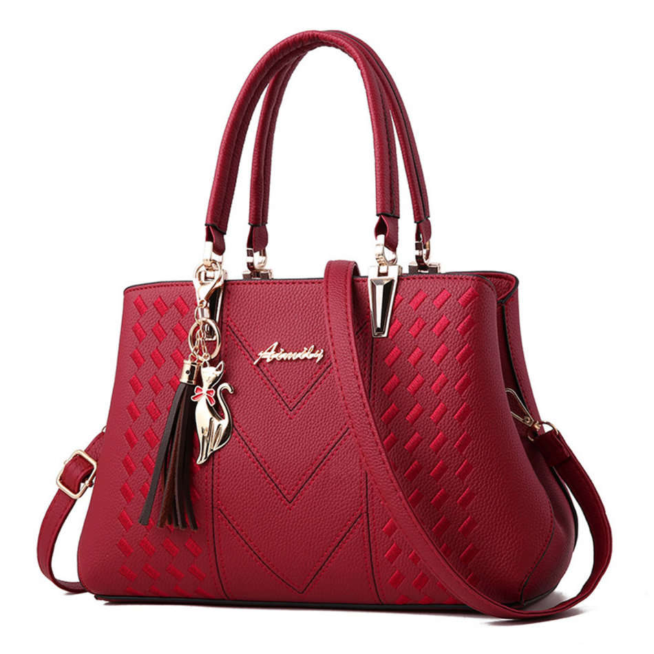 Women Top Handle Embroidered Office Shoulder Handbags