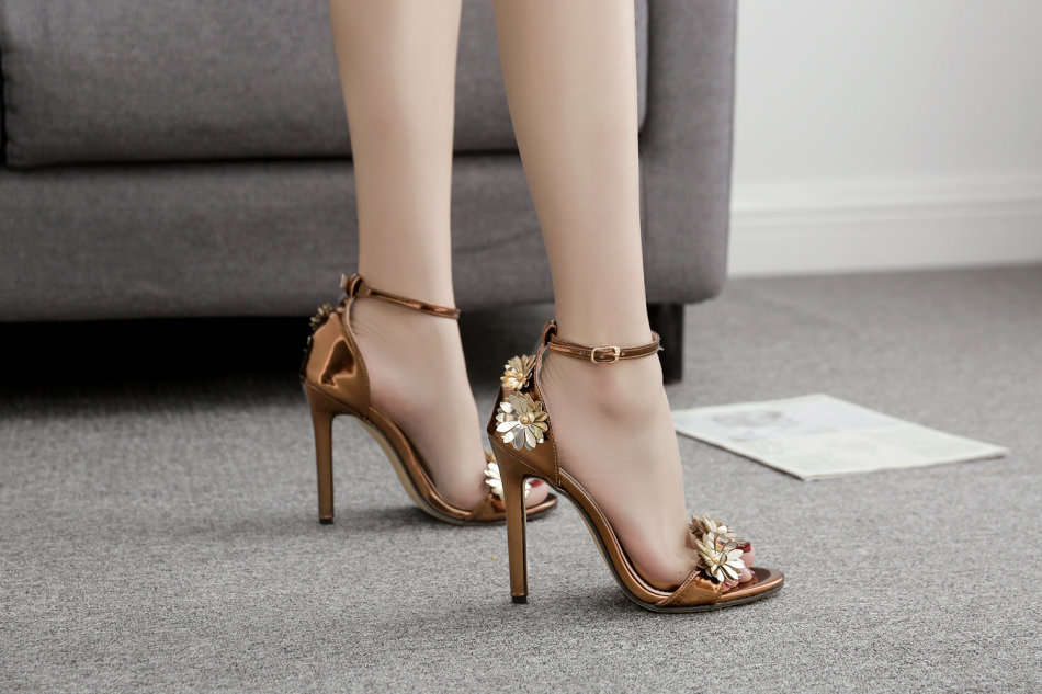 Bronze High Heel Open Toe Stiletto Sandals - LOCAL STOCK - Size 37