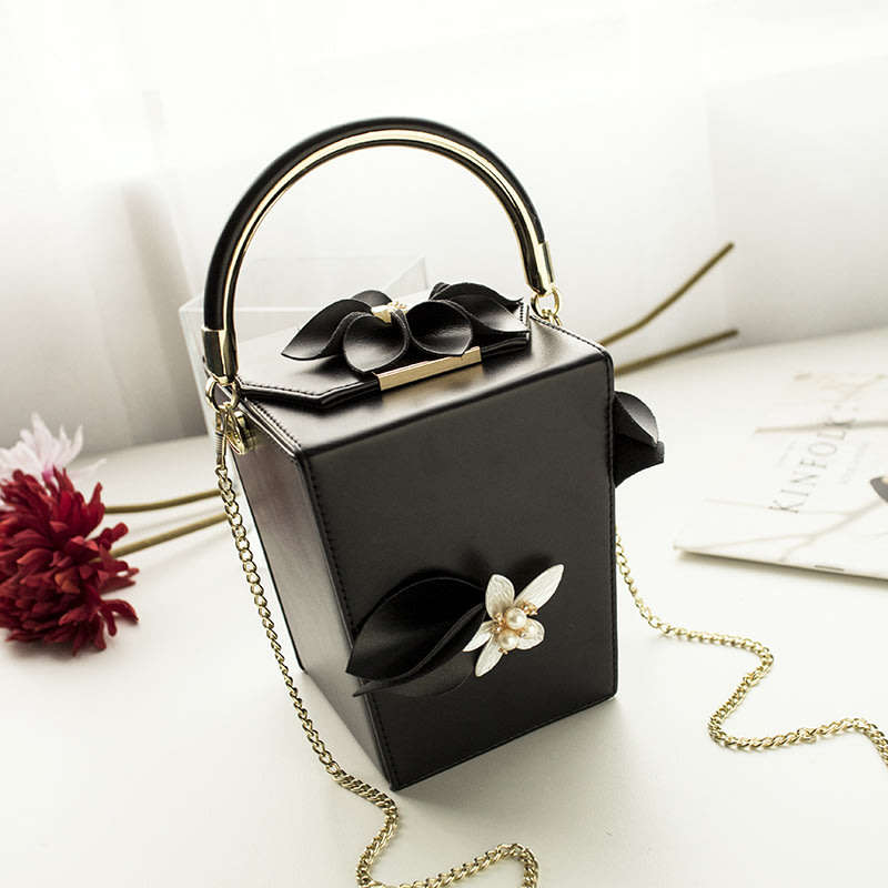 Women Pink Floral Pearl Shoulder Handbags