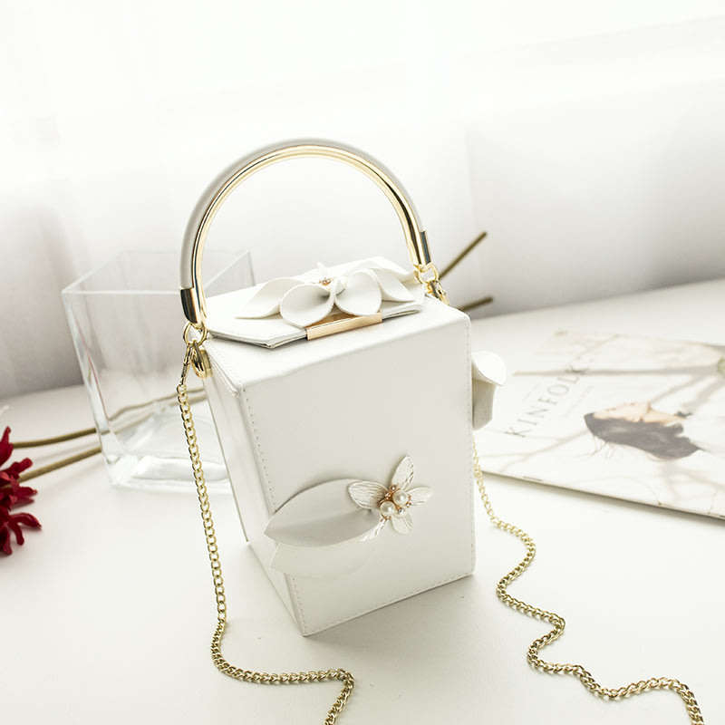 Women Pink Floral Pearl Shoulder Handbags