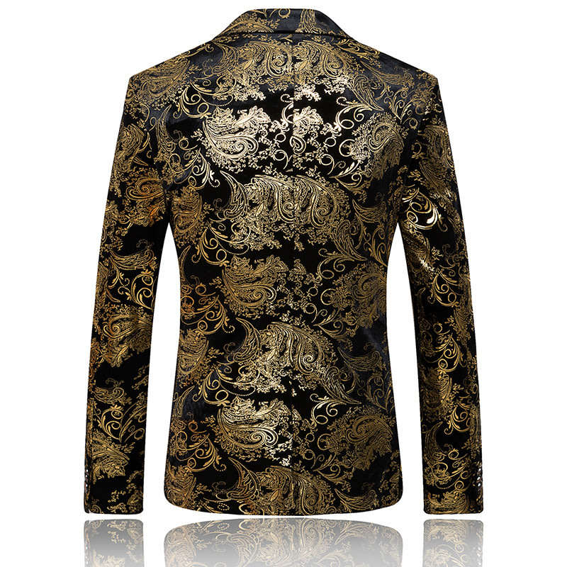 Men Golden Paisley Blazer Suit Jacket