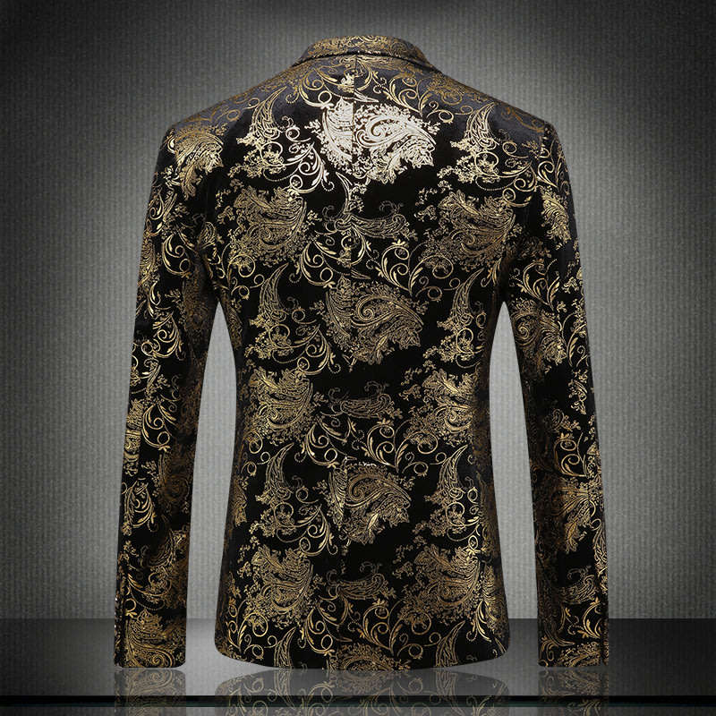 Men Golden Paisley Blazer Suit Jacket