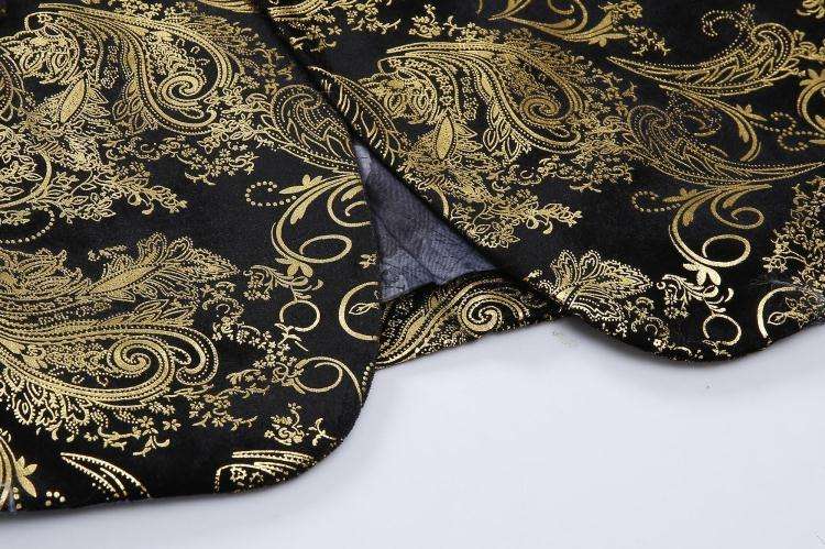 Men Golden Paisley Blazer Suit Jacket
