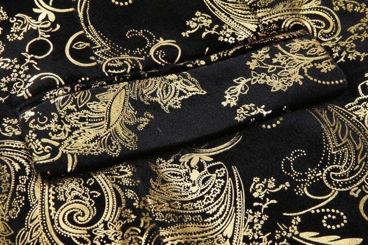 Men Golden Paisley Blazer Suit Jacket