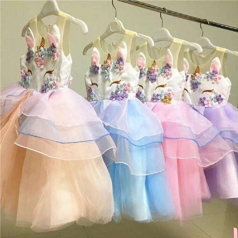 Girl's Unicorn Princess Party Wedding Dresses