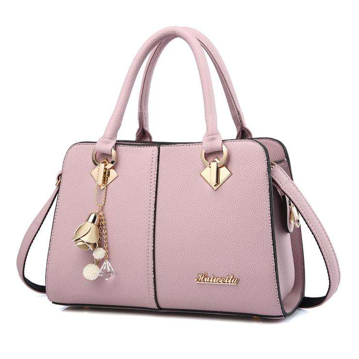 Ladies Large Fashion Leisure Top Handle Shoulder Handbags In Pink