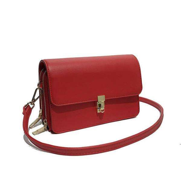 Ladies Double Layer Zipper One Shoulder Crossbody Handbags In Green