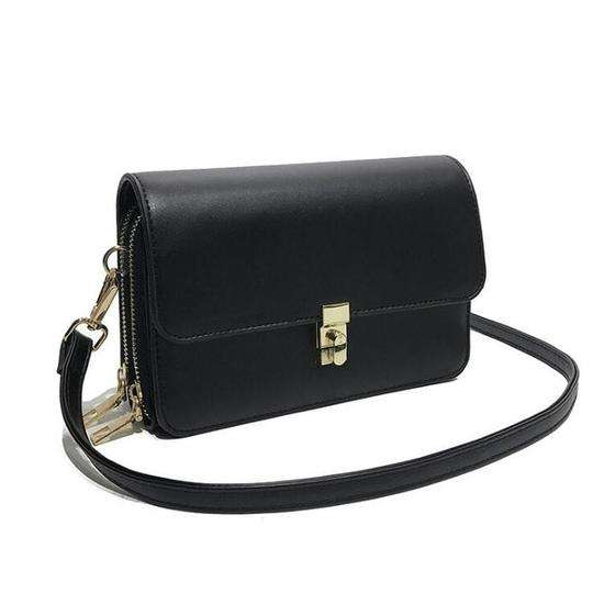 Ladies Double Layer Zipper One Shoulder Crossbody Handbags In Green