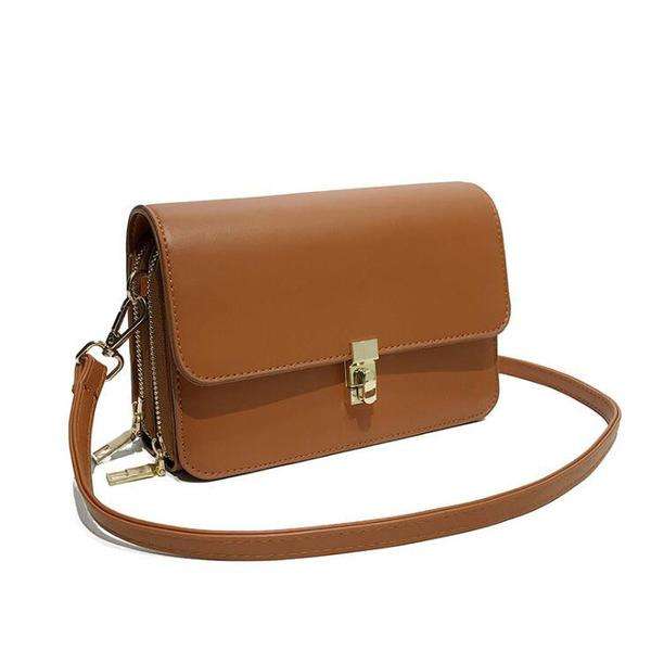 Ladies Double Layer Zipper One Shoulder Crossbody Handbags In Green