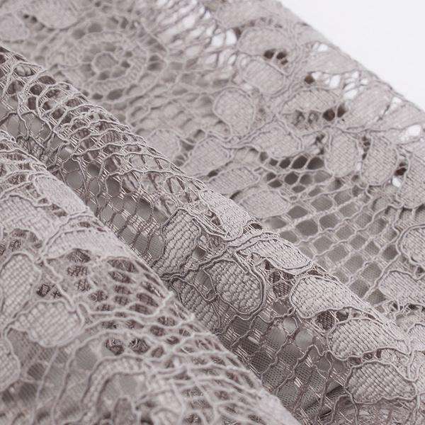 Grey Designer Off The Shoulder Tea Length A-Line Party Lace Dress - 4XLarge