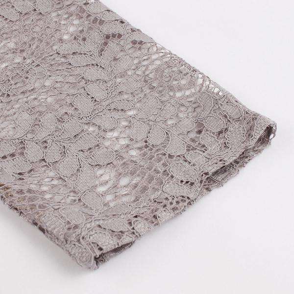 Grey Designer Off The Shoulder Tea Length A-Line Party Lace Dress - 4XLarge