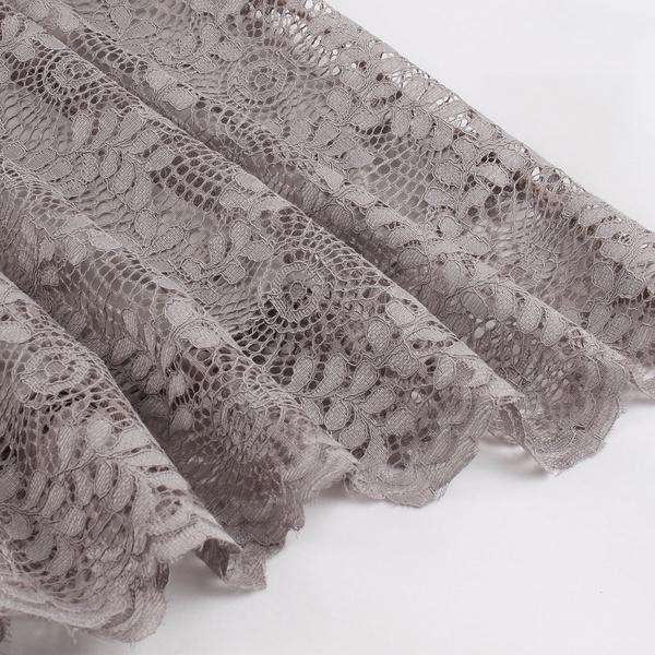 Grey Designer Off The Shoulder Tea Length A-Line Party Lace Dress - 4XLarge