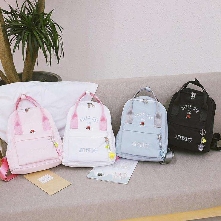 White Printed Multifunction Backpacks for Girls