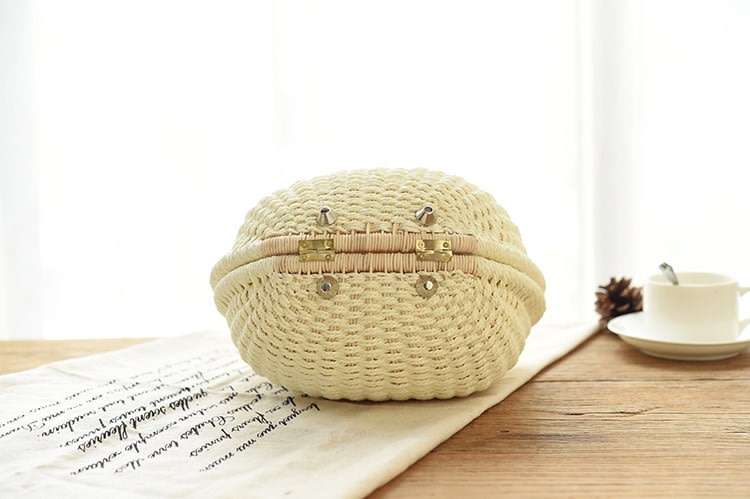 Green Bohemian Straw Bag Rattan Beach Handbags