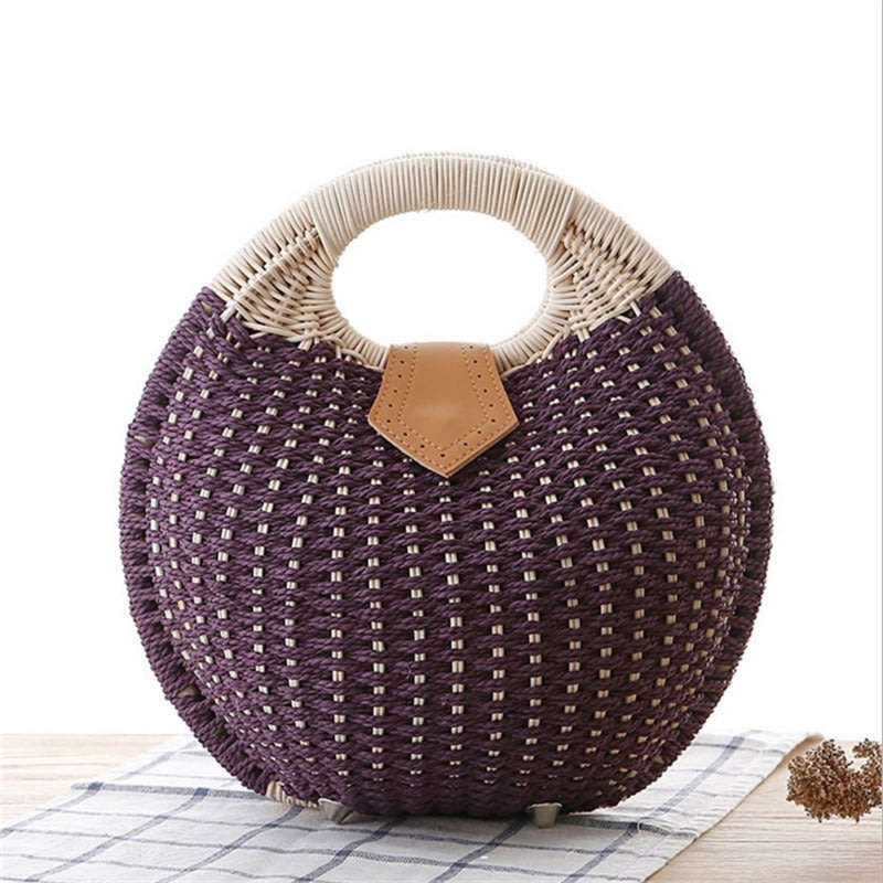 Green Bohemian Straw Bag Rattan Beach Handbags