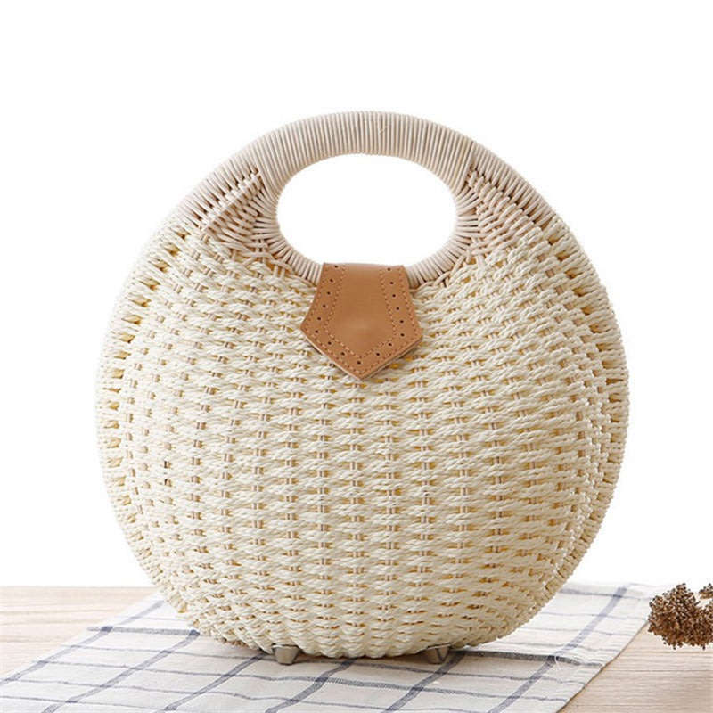Green Bohemian Straw Bag Rattan Beach Handbags