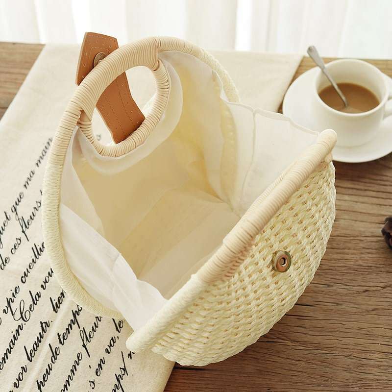 Green Bohemian Straw Bag Rattan Beach Handbags