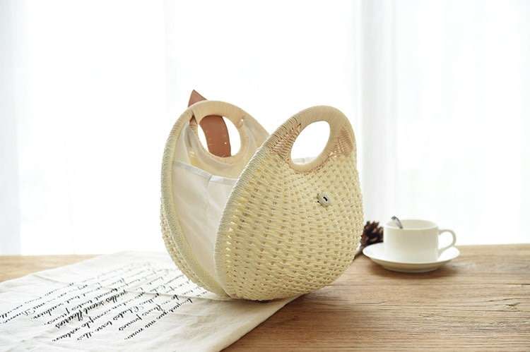 Green Bohemian Straw Bag Rattan Beach Handbags
