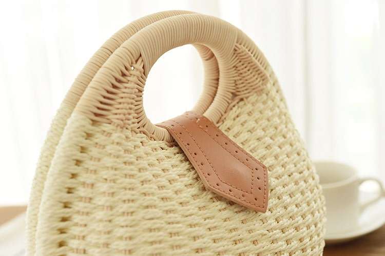 Green Bohemian Straw Bag Rattan Beach Handbags