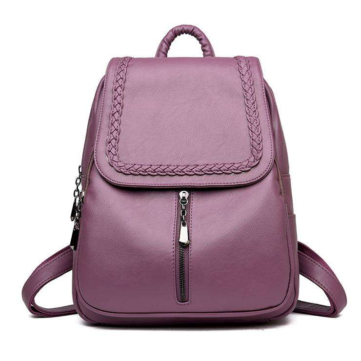 Copper Genuine Leather Puckered Fashion Backpacks for Women