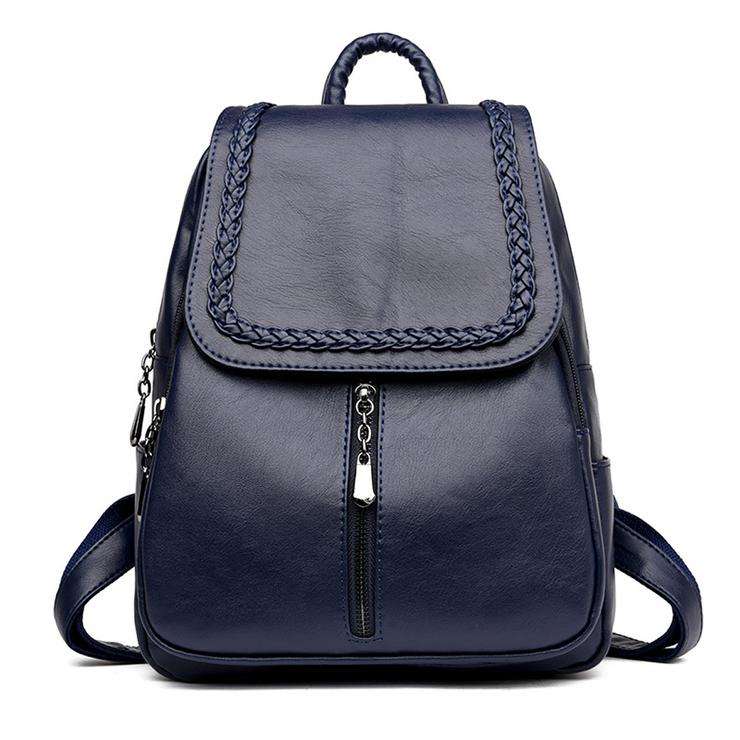 Copper Genuine Leather Puckered Fashion Backpacks for Women