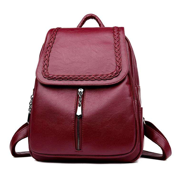 Copper Genuine Leather Puckered Fashion Backpacks for Women
