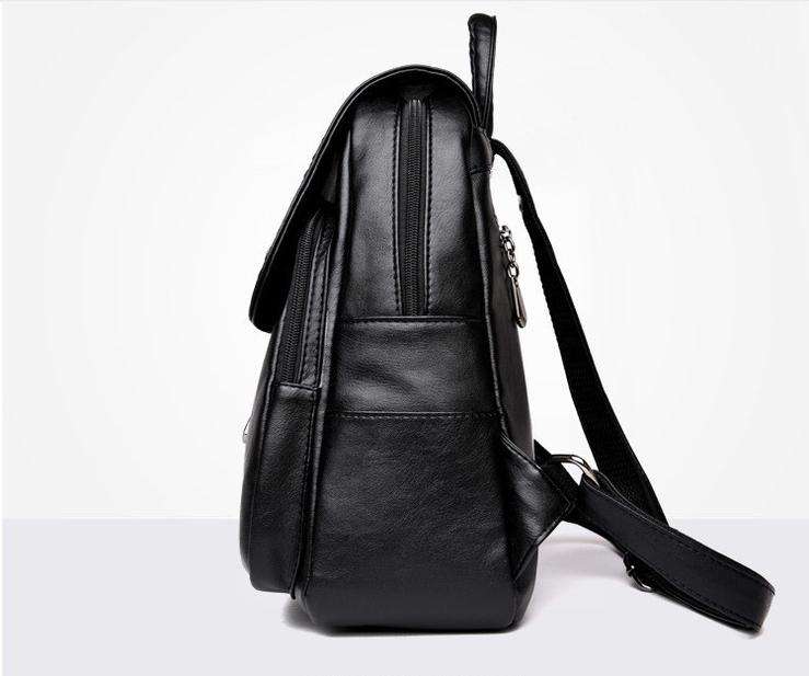 Copper Genuine Leather Puckered Fashion Backpacks for Women