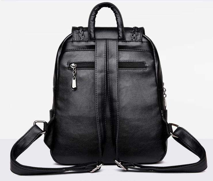 Copper Genuine Leather Puckered Fashion Backpacks for Women