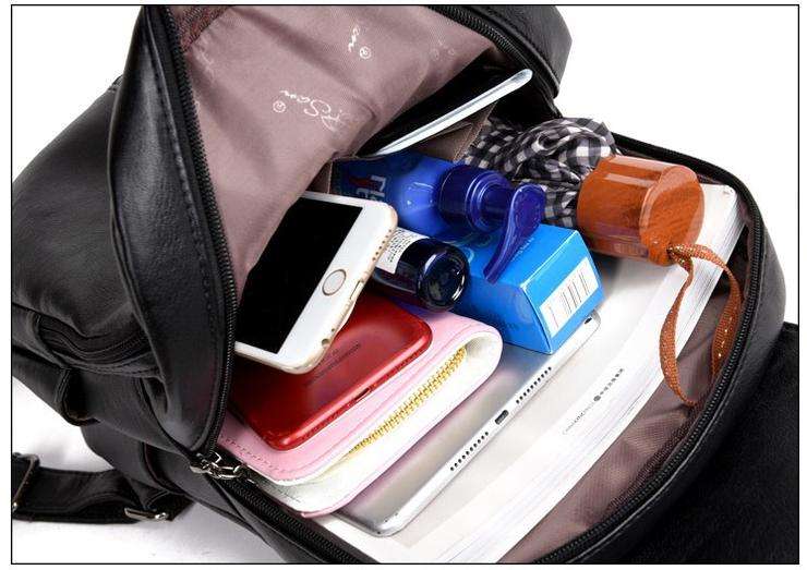 Copper Genuine Leather Puckered Fashion Backpacks for Women