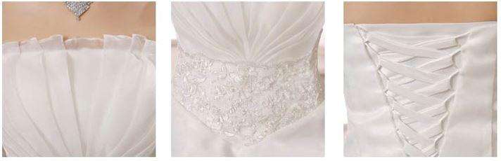 White Ruched Strapless Wedding Dress Bridal Ball Gown Wedding Dresses - Medium