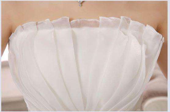 White Ruched Strapless Wedding Dress Bridal Ball Gown Wedding Dresses - Medium
