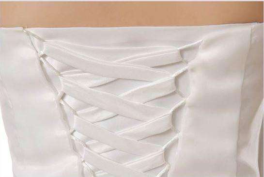 White Ruched Strapless Wedding Dress Bridal Ball Gown Wedding Dresses - Medium