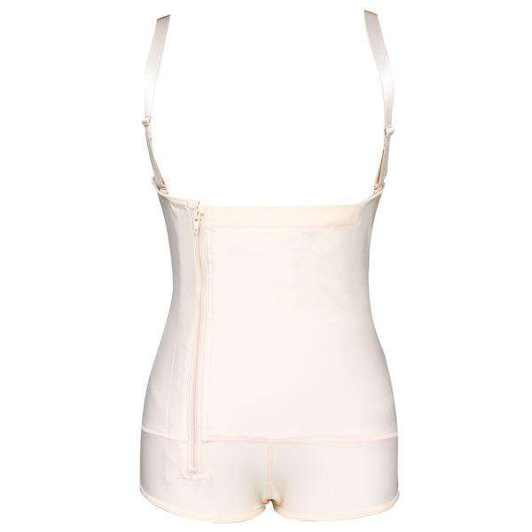 Apricot Girdle Clip And Zip Bodysuit Vest Waist Shaper - Large