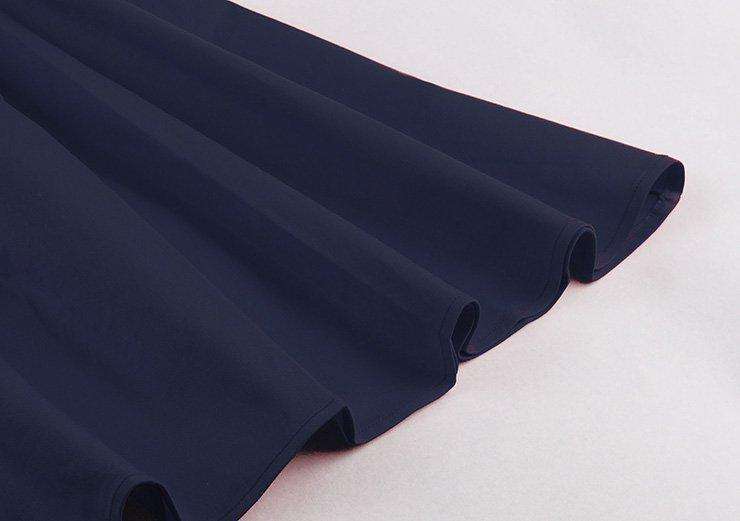 Blue Vintage Pleated 50s Style Swing Dress - L