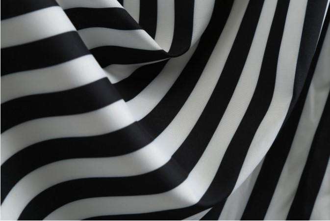 Black White Striped A-Line Vintage Fit-and Flare Dress - L