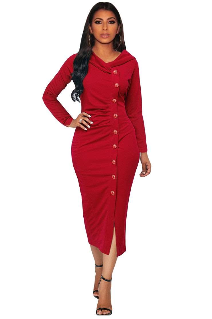 Red button up dress hotsell