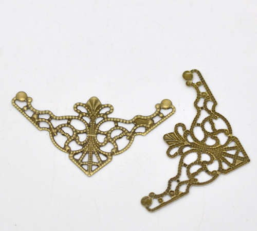 Connectors, Antique Bronze, Filigree, Stamping, Triangle, Wraps, 7.5cm (1Pc)