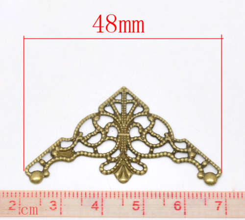 Connectors, Antique Bronze, Filigree, Stamping, Triangle, Wraps, 7.5cm (1Pc)