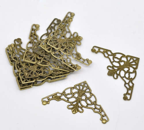 Connectors, Antique Bronze, Filigree, Stamping, Triangle, Wraps, 7.5cm (1Pc)